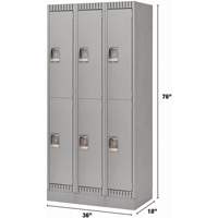 Casiers, 2 niveaux, Bloc de 3, 36" x 18" x 76", Acier, Gris, D&eacute;mont&eacute; Helyx Safety & Industrial Supplies