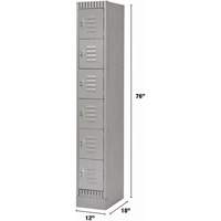 Casiers, 6 niveaux, 12" x 18" x 76", Acier, Gris, D&eacute;mont&eacute; Helyx Safety & Industrial Supplies