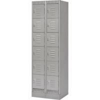 Casiers, 6 niveaux, Bloc de 2, 24" x 18" x 76", Acier, Gris, D&eacute;mont&eacute; Helyx Safety & Industrial Supplies