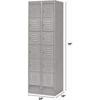 Casiers, 6 niveaux, Bloc de 2, 24" x 18" x 76", Acier, Gris, D&eacute;mont&eacute; Helyx Safety & Industrial Supplies
