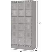 Casiers, 6 niveaux, Bloc de 3, 36" x 18" x 76", Acier, Gris, D&eacute;mont&eacute; Helyx Safety & Industrial Supplies