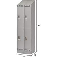Casiers, 2 niveaux, Bloc de 2, 24" x 18" x 86", Acier, Gris, D&eacute;mont&eacute; Helyx Safety & Industrial Supplies