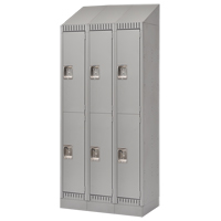 Casiers, 2 niveaux, Bloc de 3, 36" x 18" x 86", Acier, Gris, D&eacute;mont&eacute; Helyx Safety & Industrial Supplies