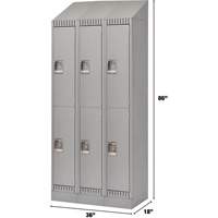 Casiers, 2 niveaux, Bloc de 3, 36" x 18" x 86", Acier, Gris, D&eacute;mont&eacute; Helyx Safety & Industrial Supplies