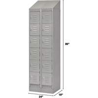 Casiers, 6 niveaux, Bloc de 2, 24" x 18" x 86", Acier, Gris, D&eacute;mont&eacute; Helyx Safety & Industrial Supplies