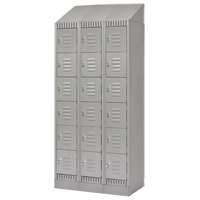 Casiers, 6 niveaux, Bloc de 3, 36" x 18" x 86", Acier, Gris, D&eacute;mont&eacute; Helyx Safety & Industrial Supplies