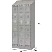 Casiers, 6 niveaux, Bloc de 3, 36" x 18" x 86", Acier, Gris, D&eacute;mont&eacute; Helyx Safety & Industrial Supplies