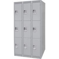 Casiers, 3 niveaux, Bloc de 3, 36" x 18" x 72", Acier, Gris, D&eacute;mont&eacute; Helyx Safety & Industrial Supplies