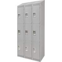 Casiers, 3 niveaux, Bloc de 3, 36" x 18" x 82", Acier, Gris, D&eacute;mont&eacute; Helyx Safety & Industrial Supplies
