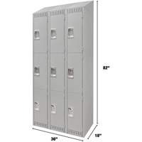 Casiers, 3 niveaux, Bloc de 3, 36" x 18" x 82", Acier, Gris, D&eacute;mont&eacute; Helyx Safety & Industrial Supplies