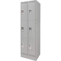 Casiers, 3 niveaux, Bloc de 2, 24" x 18" x 76", Acier, Gris, D&eacute;mont&eacute; Helyx Safety & Industrial Supplies