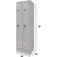 Casiers, 3 niveaux, Bloc de 2, 24" x 18" x 76", Acier, Gris, D&eacute;mont&eacute; Helyx Safety & Industrial Supplies