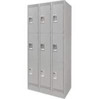 Casiers, 3 niveaux, Bloc de 3, 36" x 18" x 76", Acier, Gris, D&eacute;mont&eacute; Helyx Safety & Industrial Supplies