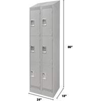 Casiers, 3 niveaux, Bloc de 2, 24" x 18" x 86", Acier, Gris, D&eacute;mont&eacute; Helyx Safety & Industrial Supplies