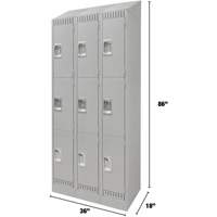 Casiers, 3 niveaux, Bloc de 3, 36" x 18" x 86", Acier, Gris, D&eacute;mont&eacute; Helyx Safety & Industrial Supplies