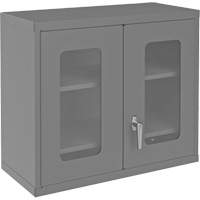 Wall-Mountable Storage Cabinet with Clearview Doors, 26-15/16" H x 29-7/8" W x 13-11/16" D, 2 Shelves, Steel, Grey Helyx Safety & Industrial Supplies