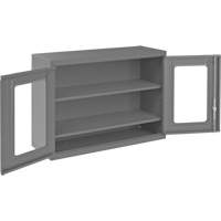 Wall-Mountable Storage Cabinet with Clearview Doors, 26-15/16" H x 35-7/8" W x 13-11/16" D, 2 Shelves, Steel, Grey Helyx Safety & Industrial Supplies