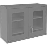 Wall-Mountable Storage Cabinet with Clearview Doors, 26-15/16" H x 35-7/8" W x 13-11/16" D, 2 Shelves, Steel, Grey Helyx Safety & Industrial Supplies