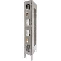 Vented Lockers, 2 -tier, 12" x 18" x 78", Steel, Grey, Knocked Down, Perforated Helyx Safety & Industrial Supplies