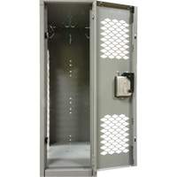 Casiers ventil&eacute;s, 2 niveaux, Bloc de 3, 36" x 18" x 88", Acier, Gris, D&eacute;mont&eacute;, Perfor&eacute; Helyx Safety & Industrial Supplies