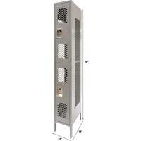Vented Lockers, 2 -tier, 12" x 18" x 78", Steel, Grey, Knocked Down, Perforated Helyx Safety & Industrial Supplies