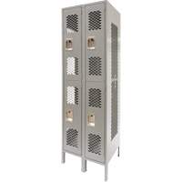 Casiers ventil&eacute;s, 2 niveaux, Bloc de 2, 24" x 18" x 78", Acier, Gris, D&eacute;mont&eacute;, Perfor&eacute; Helyx Safety & Industrial Supplies