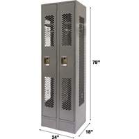 Casiers ventil&eacute;s, Bloc de 2, 24" x 18" x 78", Acier, Gris, D&eacute;mont&eacute;, Perfor&eacute; Helyx Safety & Industrial Supplies