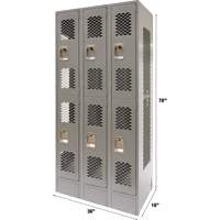 Casiers ventil&eacute;s, 2 niveaux, Bloc de 3, 36" x 18" x 78", Acier, Gris, D&eacute;mont&eacute;, Perfor&eacute; Helyx Safety & Industrial Supplies