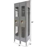 Casiers ventil&eacute;s, Bloc de 2, 24" x 18" x 88", Acier, Gris, D&eacute;mont&eacute;, Perfor&eacute; Helyx Safety & Industrial Supplies