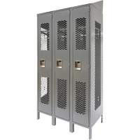 Casiers ventil&eacute;s, Bloc de 3, 36" x 18" x 88", Acier, Gris, D&eacute;mont&eacute;, Perfor&eacute; Helyx Safety & Industrial Supplies