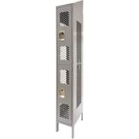 Casiers ventil&eacute;s, 2 niveaux, 12" x 18" x 88", Acier, Gris, D&eacute;mont&eacute;, Perfor&eacute; Helyx Safety & Industrial Supplies