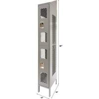 Casiers ventil&eacute;s, 2 niveaux, 12" x 18" x 88", Acier, Gris, D&eacute;mont&eacute;, Perfor&eacute; Helyx Safety & Industrial Supplies