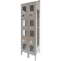 Casiers ventil&eacute;s, 2 niveaux, Bloc de 2, 24" x 18" x 88", Acier, Gris, D&eacute;mont&eacute;, Perfor&eacute; Helyx Safety & Industrial Supplies