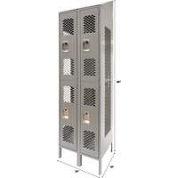 Casiers ventil&eacute;s, 2 niveaux, Bloc de 2, 24" x 18" x 88", Acier, Gris, D&eacute;mont&eacute;, Perfor&eacute; Helyx Safety & Industrial Supplies