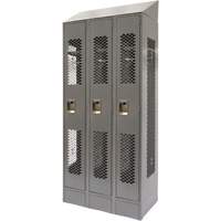 Casiers ventil&eacute;s, Bloc de 3, 36" x 18" x 88", Acier, Gris, D&eacute;mont&eacute;, Perfor&eacute; Helyx Safety & Industrial Supplies
