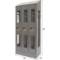 Casiers ventil&eacute;s, Bloc de 3, 36" x 18" x 88", Acier, Gris, D&eacute;mont&eacute;, Perfor&eacute; Helyx Safety & Industrial Supplies