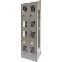 Casiers ventil&eacute;s, 2 niveaux, Bloc de 2, 24" x 18" x 88", Acier, Gris, D&eacute;mont&eacute;, Perfor&eacute; Helyx Safety & Industrial Supplies