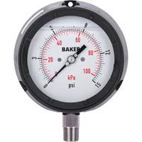 Manom&egrave;tre,  4-1/2", 0 - 15 psi/0 - 100 kPa, Fixation inf&eacute;rieure, Analogique rempli de liquide Helyx Safety & Industrial Supplies