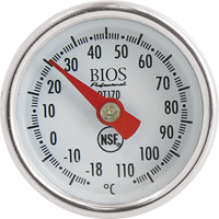 Thermom&egrave;tre &agrave; cadran 1 po/2,5 cm °C seulement avec manchon d'&eacute;talonnage, Contact, Analogique, 0,4-230°F (-18-110°C) Helyx Safety & Industrial Supplies