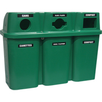 Recycling Containers Bullseye, Curbside, Plastic, 3 x 22 US Gal. Helyx Safety & Industrial Supplies