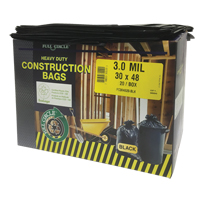 Sacs pour d&eacute;chets pour entrepreneurs, Fort, 30" la x 48" lo, 3 mils, Noir, Capacit&eacute; 113,56 L (30 gal.) Helyx Safety & Industrial Supplies