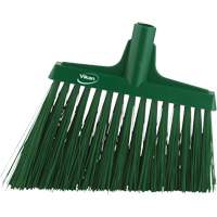 Angle Broom Head, X-Coarse Bristles, 12", Polyester, Green Helyx Safety & Industrial Supplies