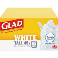 Tall 45L Febreze Garbage Bags, Regular, 24" W x 28" L, White Helyx Safety & Industrial Supplies
