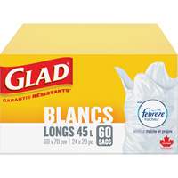 Tall 45L Febreze Garbage Bags, Regular, 24" W x 28" L, White Helyx Safety & Industrial Supplies