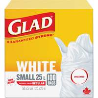 Small 25L Unscented Garbage Bags, Regular, 20" W x 20" L, White Helyx Safety & Industrial Supplies