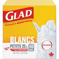 Small 25L Unscented Garbage Bags, Regular, 20" W x 20" L, White Helyx Safety & Industrial Supplies