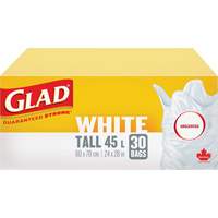 Tall 45L Unscented Garbage Bags, Regular, 24" W x 28" L, White Helyx Safety & Industrial Supplies