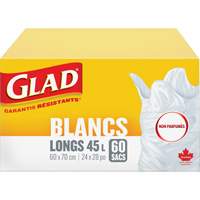 Tall 45L Unscented Garbage Bags, Regular, 24" W x 28" L, White Helyx Safety & Industrial Supplies