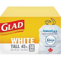 Tall 45L Febreze Garbage Bags, Regular, 24" W x 28" L, White Helyx Safety & Industrial Supplies