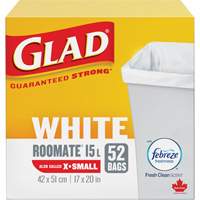 X-Small 15L Roommate Febreze Garbage Bags, Regular, 17" W x 20" L, White Helyx Safety & Industrial Supplies